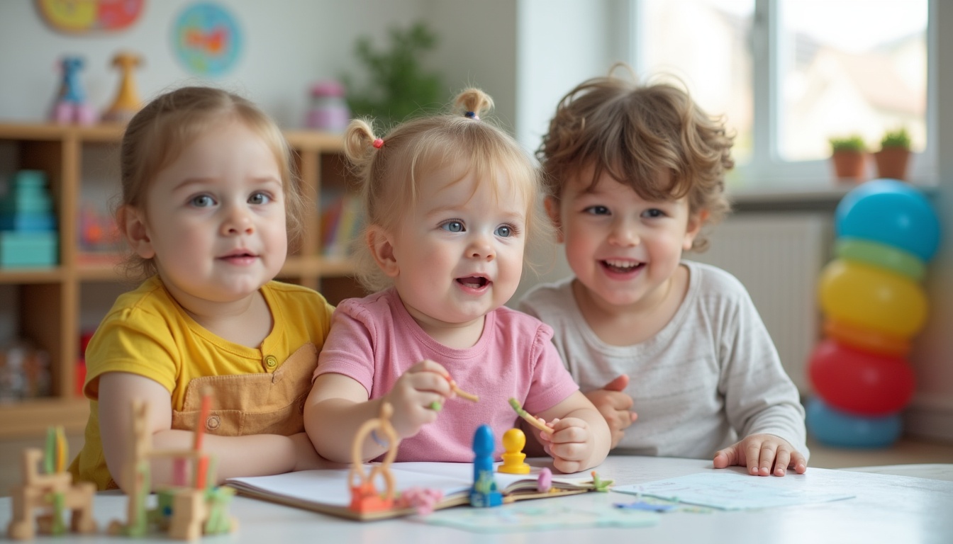 Copii fericiți jucându-se într-o grădiniță privată din Ploiești