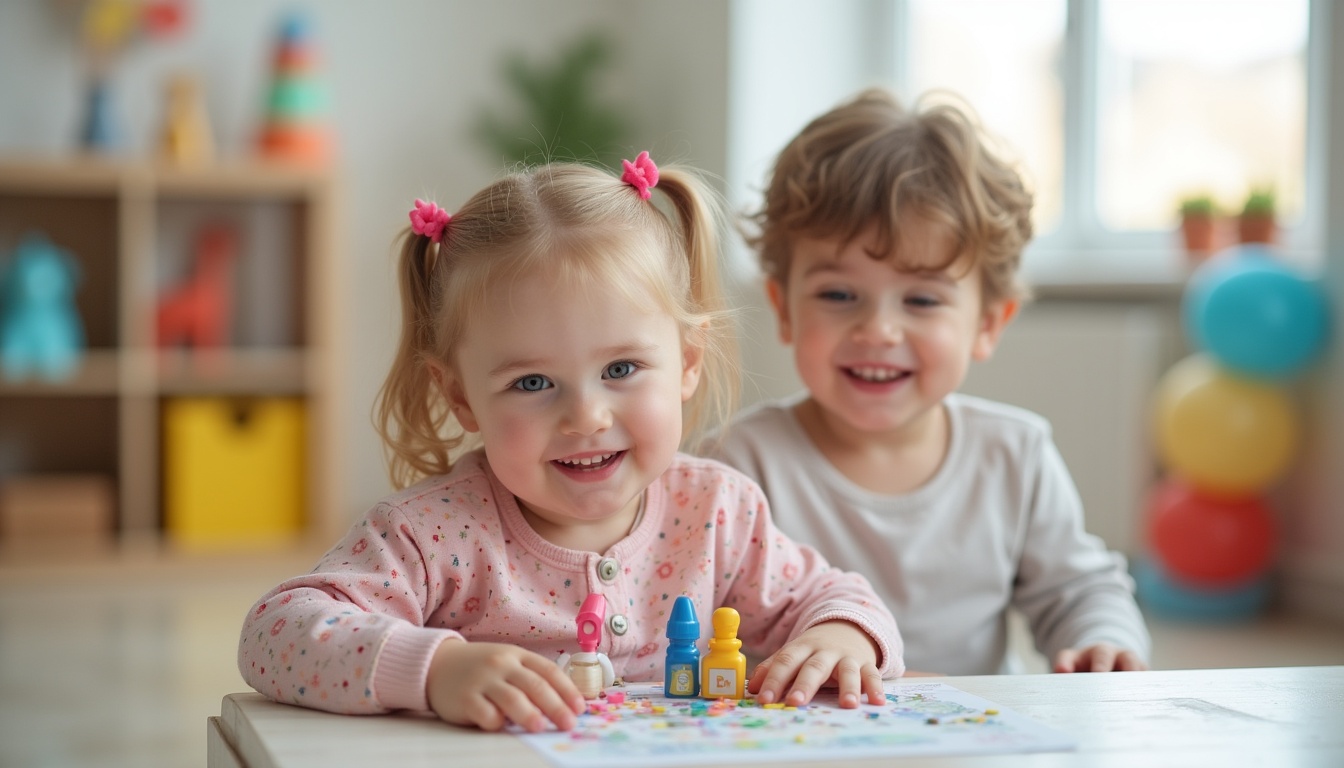 Părinți și copii zâmbitori în fața unei grădinițe private moderne, ilustrând ghidul de alegere.